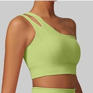 One-Shoulder Lime Green sports bra size large